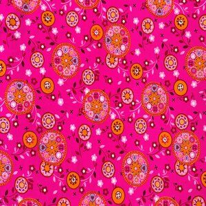 Pink Cotton Interlock Knit Floral Medallion 3 Yards 62" Wide